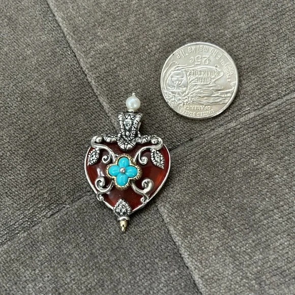 Barbara Bixby Heart Enhancer Carnelian Turquoise and Pearl - Picture 6 of 9